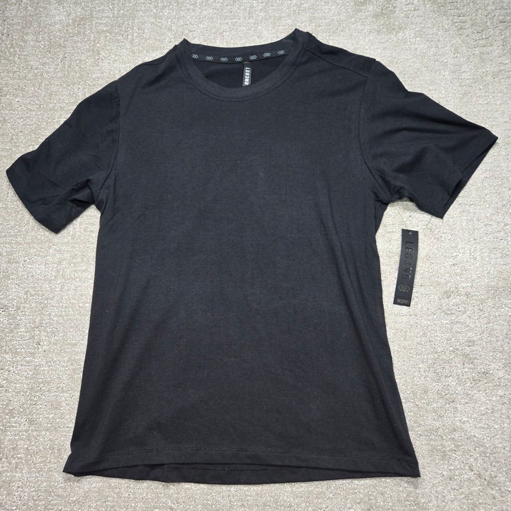 LEG3ND Inspire Mens Short Sleeve T-Shirt Black Crew Neck Athletic Gym Top Size M